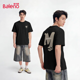 班尼路（Baleno）美式短袖男夏季青少年纯棉透气t恤男士潮牌创意字母百搭半袖上衣