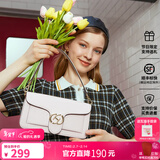 红谷包包女包新款潮流行百搭腋下包女士牛皮单肩小方包情人节礼物 米白