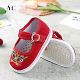 卉仁婴儿手工布鞋男女虎头鞋儿童宝宝纯棉千层底小孩0-1-2-3岁软底秋  绣花红色千层底 单鞋 15码 内长12.5cm 建议9-11个月