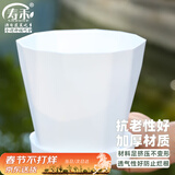 寿禾 花盆树脂北欧简约栽花室内多肉绿植盆栽 木里盆小号-白色