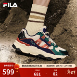 FILA 斐乐TREK老爹鞋男鞋新款休闲鞋时尚复古运动鞋跑鞋 泡沫白/杨梅绿-WB 40