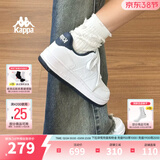Kappa卡帕背靠背女鞋春季厚底小白鞋子女板鞋新款情侣鞋百搭休闲运动鞋 经典白/海昌蓝 35