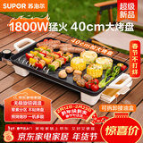 苏泊尔（SUPOR）电烤盘电烧烤炉 家用多功能锅 烤肉锅大容量1800W大功率猛火速烤 易清洁烤肉机GJ4025P801