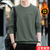 安踏卫衣男套头衫2025秋冬季加绒运动休闲装宽松长袖t恤男士上衣外套 7713-2暗宸绿【加绒款】 L (175) 适合120-140斤