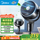 美的（Midea）电风扇 空气循环扇家用立式遥控落地扇涡轮换气扇循环对流3D摇头电扇轻音低噪大风力节能空调伴侣 GAI24PA【离线语音 双重抗菌】