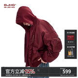 BJHG【解体】不计后果美式羽绒服男冬季潮牌情侣假两件宽松棒球服外套 猩红色 S 130斤以下