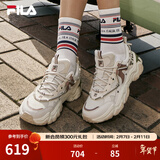 斐乐（FILA）官方女鞋老爹鞋运动鞋新款猫爪鞋5代复古休闲鞋 斑鸠黄/苍白-TP 37.5