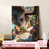好久不见数字油画diy治愈系怀旧老街风景花卉手工填色画丙烯装饰油彩挂画