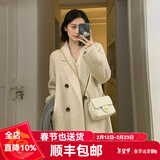 GARNUO赫本风黑色双面羊毛大衣女2026新款秋冬季高级感小个子羊毛呢外套 燕麦色 M 【111-130斤】