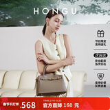 红谷包包牛皮单肩手提包大容量手拎包通勤女士铂金包  情人节送女友