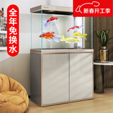 森森（SUNSUN）大型鱼缸底过滤水族箱客厅家用落地玻璃生态金鱼缸 【实时温显+灯控】纳米灰 1米长35cm宽