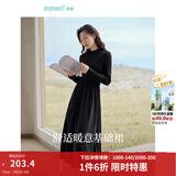 茵曼（INMAN）2025秋冬女装新款灯芯绒连衣裙新品长袖休闲针织礼服中长裙子 午夜黑-18348357H1 S