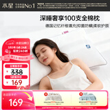 水星家纺枕头记忆纤维抑菌阻螨100S全棉A类护颈可机洗枕芯单只48×74cm