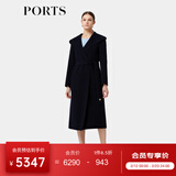 PORTS宝姿明星同款秋冬新品气质羊毛长款呢大衣外套女装 NAVY M