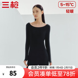 三枪（THREEGUN）男女情侣套装秋衣秋裤纯棉睡衣薄款抗菌防螨抗静电内穿保暖内衣 【太空芯】正黑 女 2XL