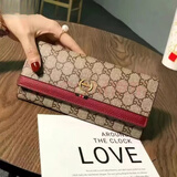 酷奇袋鼠（KUQIDAISHU）女士钱包新年七夕时尚皮夹长款小众设计简约多卡位卡包女神节钱夹 枣红