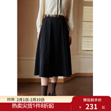 独束[神裙3.0版]独束大码女装高腰半身裙女秋冬微胖mm遮胯显瘦A字裙 静谧黑 XL