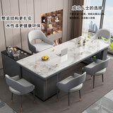 努扬岛台岩板实木茶桌椅组合现代轻奢家用办公室茶台烧水壶一体泡茶桌 1.8米岩板实木茶桌+茶车+5椅