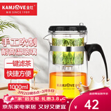 金灶（KAMJOVE）玻璃茶壶 按压式飘逸杯 茶水壶玻璃茶具 茶水分离杯泡茶器泡茶壶 TP-200/1L超大容量