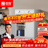 中伟（ZHONGWEI）铁皮文件柜矮柜钢制储物柜带锁财务办公柜凭证柜资料柜档案柜二斗