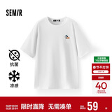 森马（Semir）【多彩凉感T】短袖t恤女夏中长款宽松舒适刺绣上衣109324100007