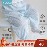 优奇宝宝防蚊裤纯棉纱布夏季薄款男儿童女灯笼裤婴儿衣服裤子童大pp裤 防蚊裤【夏季】冰蓝 90