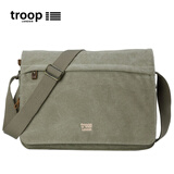 Troop挎包男包单肩包男斜跨包潮欧美复古男士斜挎包背包帆布包横款男包 中号卡其色TRP0241【A款】