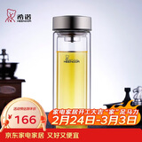希诺（heenoor）双层玻璃杯男家用商务办公泡茶杯子过滤车载水杯XN-9607 410mL
