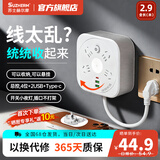 苏士赫尔摩【爬墙壁挂】多功能夜灯插座 | 2USB+Type - C 可收纳卷线 4 位总控 2.9 米 学生宿舍家用办公