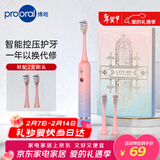 博皓（prooral）T33声波电动牙刷护齿压感提醒成人充电式情侣送礼生日礼物 粉蓝【新年礼物】
