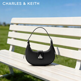 CHARLES&KEITH三角扣新月包腋下包单肩包包女包女友生日情人节礼物CK2-50271205 Noir黑色 S