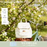 CHARLES&KEITH菱格大容量柔软多用背包书包双肩包包女包生日礼物CK2-60151400 Cream奶白色 S