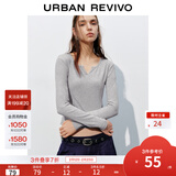 UR2026春季新款女装时尚休闲简约基础修身长袖T恤UYB450010 花灰 M