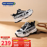 江博士（DR·KONG）学步鞋运动鞋冬季男女童潮流旋钮扣童鞋2B16A4016AM黑/银/米27码