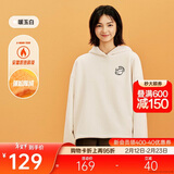 安踏雪鸮卫衣丨环保休闲套头衫女冬季新款宽松连帽抓绒衣运动上衣