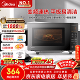 美的（Midea）家用变频微波炉平板式易清洁 800W微波速热 一键智能菜单 钻石背板 微晶面板加热20L（PM20M2）