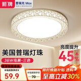 ARROW牌照明 吸顶灯led卧室灯客厅灯厨房阳台灯中山灯具 鸟巢-36W三色40cm适12平内