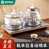 容声自动上水电热烧水壶家用烧水功夫茶具泡茶套装抽水煮茶器电磁炉智能保温一体机快壶电壶茶台茶几 0.8L 316钢 蓝光清洁款