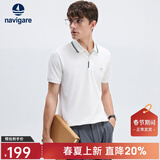 Navigare意大利小帆船棉质体恤衫男士高弹透气夏季凉感短袖POLO衫男装上衣 科技白 （速干款） L /50
