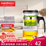 金灶（KAMJOVE）耐热玻璃泡茶壶弹压式过滤飘逸杯茶水分离泡茶器茶道杯茶水壶茶具 【一键滤茶】TP-200茶壶 1000ml