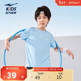 鸿星尔克（ERKE）童装男女童圆领短袖儿童夏季运动针织衫T恤羽光蓝170