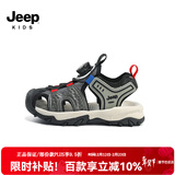 Jeep吉普儿童包头凉鞋男童轻便透气休闲鞋2025女童夏季镂空防滑沙滩鞋 黑/红 30 鞋内约长19cm