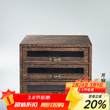 容山堂收纳 实木普洱茶盒 开茶盘分茶饼盒白茶收纳架存茶柜 开窗桐木茶饼盒三层