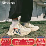 FILA FUSION潮牌斐乐女鞋BUBBLE泡泡鞋时尚百搭休闲鞋运动鞋女 古白色-AW 网面更透气 36.5