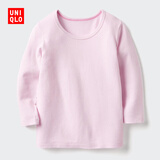 优衣库婴幼儿宝宝HEATTECH棉混纺圆领T恤/长袖保暖衣秋衣478444 10 水粉色 100