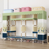 波倍家布衣柜实木简易衣柜卧室家用木质加粗结实收纳出租屋宿舍双人衣橱 宽200cm森林小鹿【双隔层】