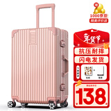 ULDUM行李箱男旅登机箱行箱子铝框拉杆箱学生小型登机密码箱皮箱开学季 星耀铂金铝框-玫瑰金 22英寸 【可托运】