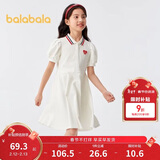 巴拉巴拉女童夏装儿童连衣裙中大童学院风撞色甜美裙子泡泡袖208224111003