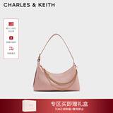 CHARLES&KEITH柔软拉链式褶皱单肩包腋下包包女包女士新年生日礼物CK2-40782472 Light Pink浅粉色 S