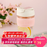乐扣乐扣（LOCK&LOCK）咖啡杯耐热玻璃水杯子男女学生便携式双饮吸管杯随手杯500ML粉色